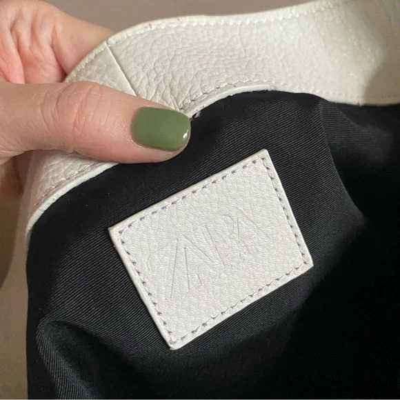 Zara white flat leather shopper bag - Picture 6 of 8